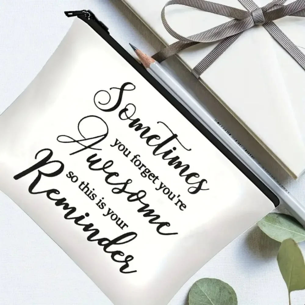 cotton motivational saying cosmetic bag travel case